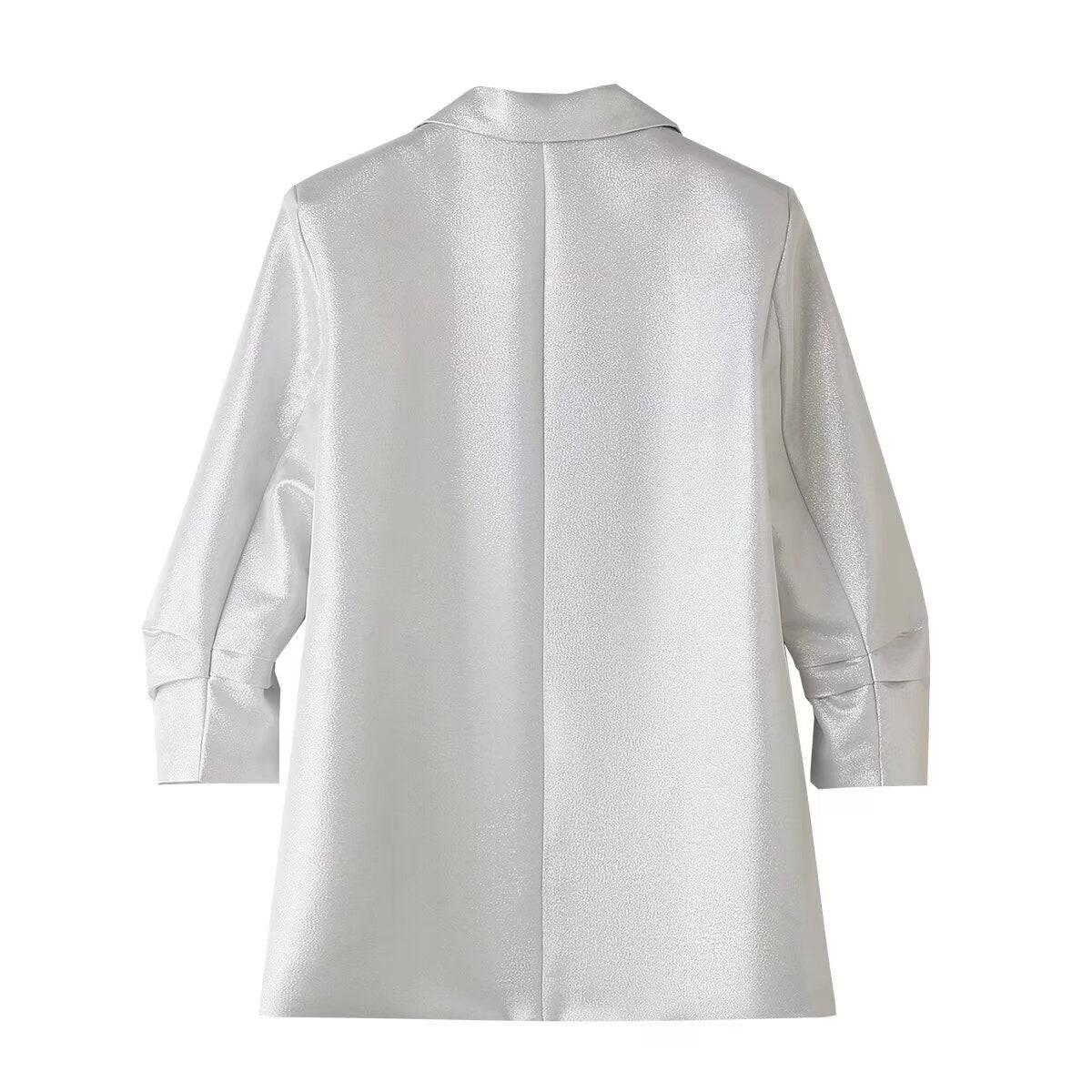 Green Fruit Collar Pleated Blazer for Women