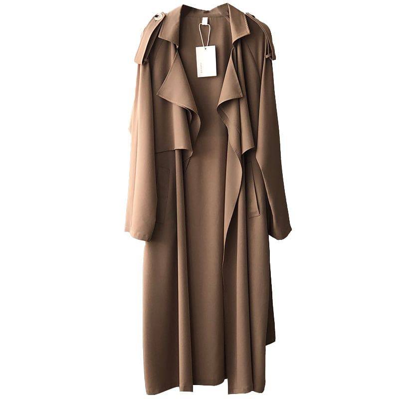 Vintage Oversized Women's Trench Coat with Long and Elegant Design