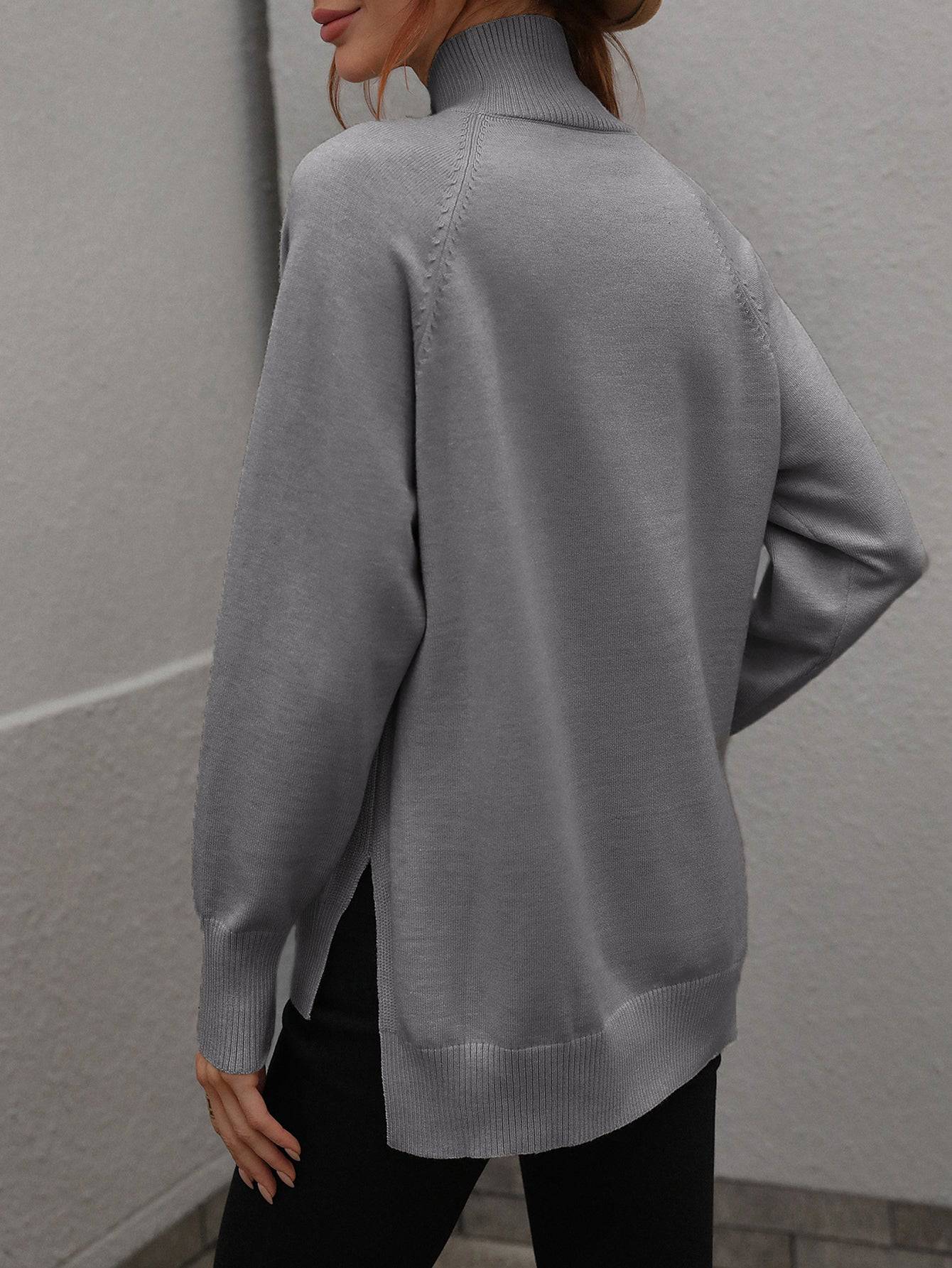 Women's Solid Color Turtleneck Sweater for Autumn and Winter