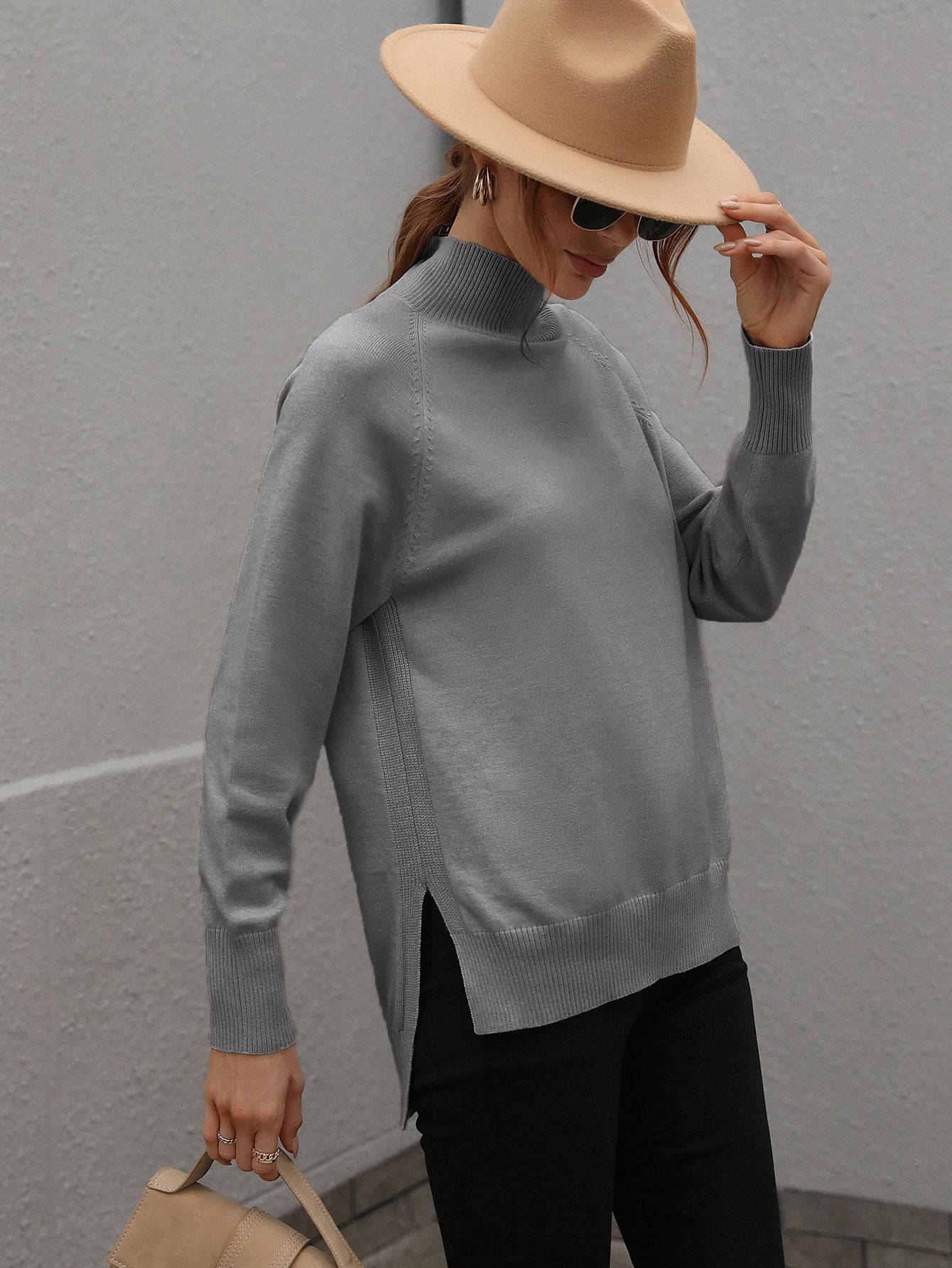 Women's Solid Color Turtleneck Sweater for Autumn and Winter
