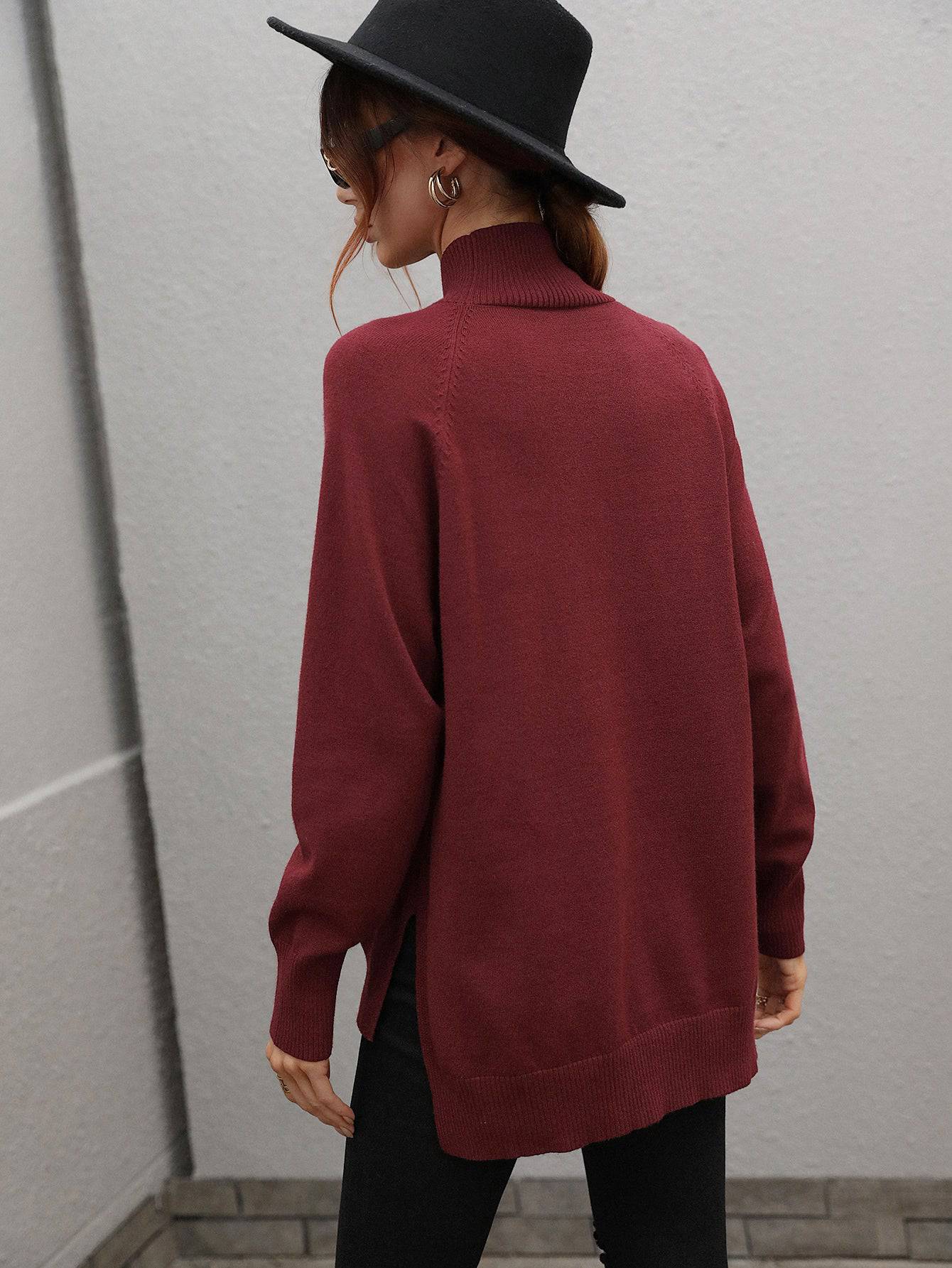 Women's Solid Color Turtleneck Sweater for Autumn and Winter