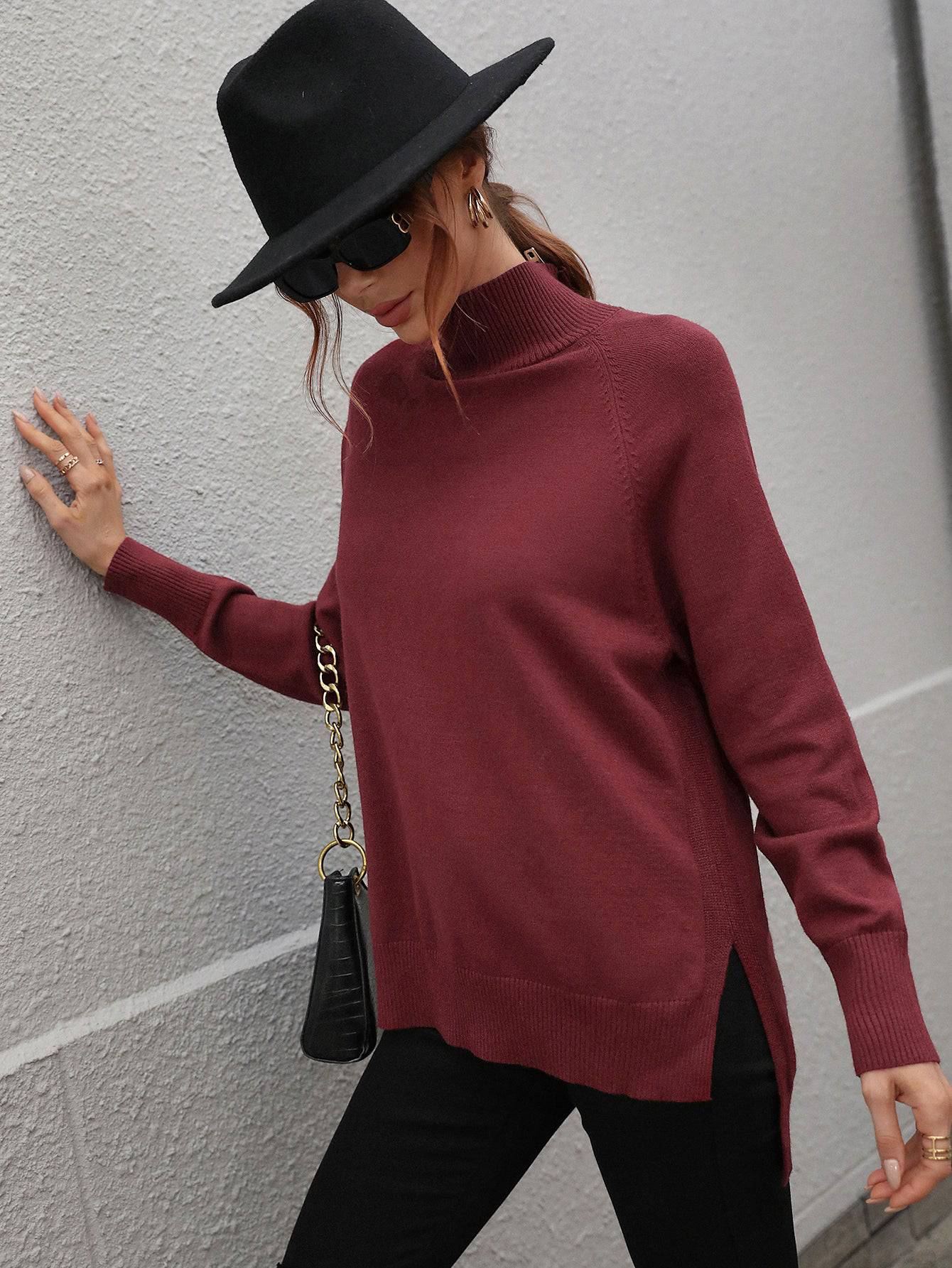 Women's Solid Color Turtleneck Sweater for Autumn and Winter