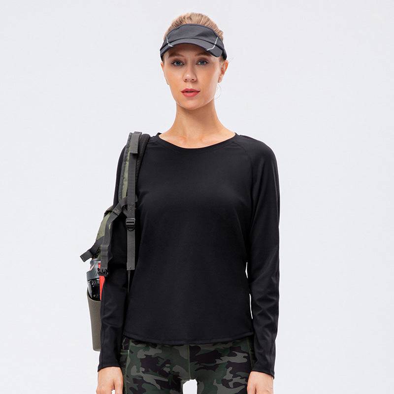 Warm Nylon Fleece-Lined Long Sleeve Sports Top for Women