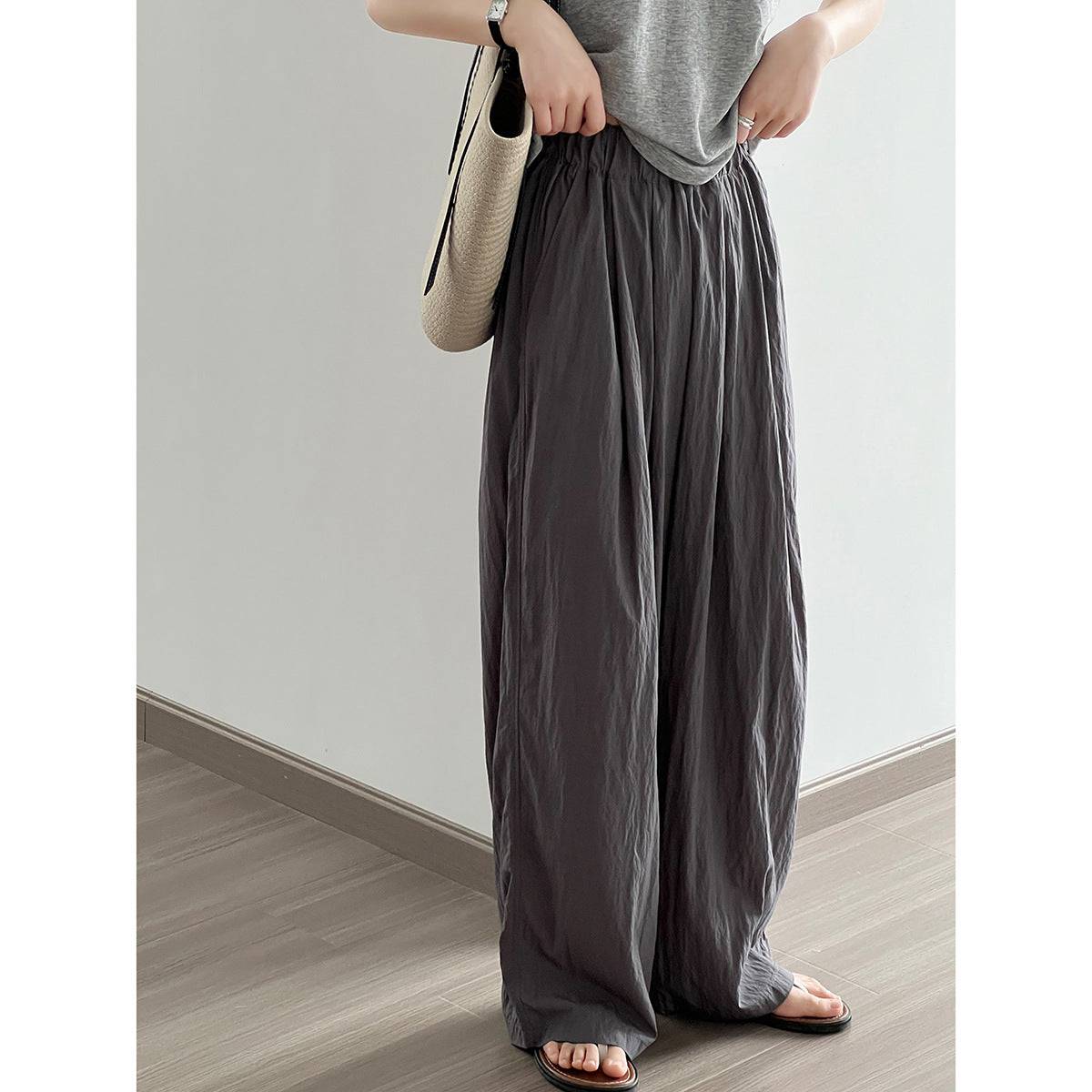 Wide Leg Casual Pants with High Rise and Japanese-Inspired Design