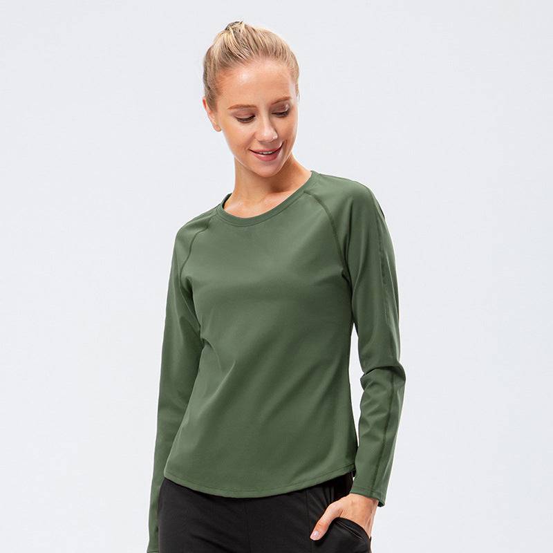 Warm Nylon Fleece-Lined Long Sleeve Sports Top for Women