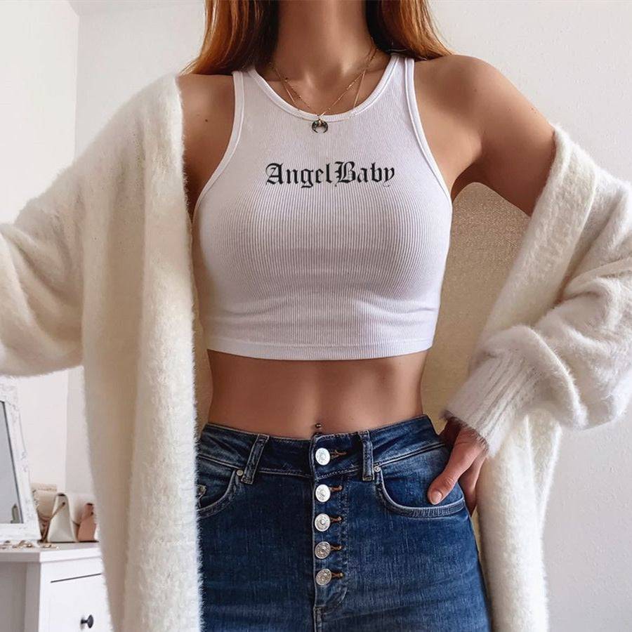 Summer Style Women's Slim-Fit Tank Top with Graphic Print
