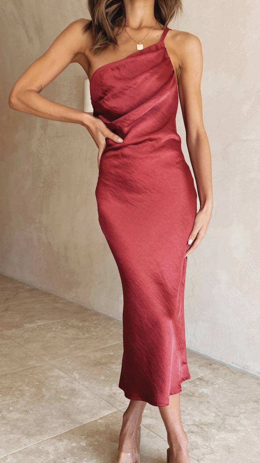 Elegant Slim-Fit Mid-Length Dress with Back Lace-Up