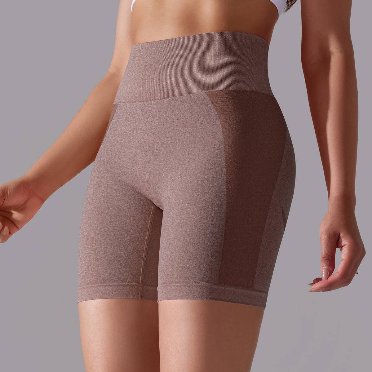 Seamless High Waist Jacquard Fitness Shorts for Women