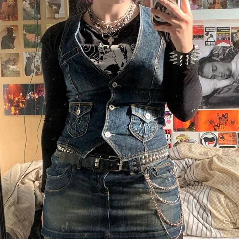 Women's Fitted Denim Vest