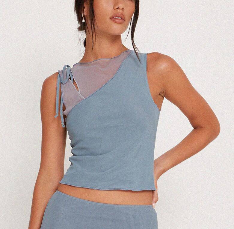 Mesh Tie Lace Tank Top for Women
