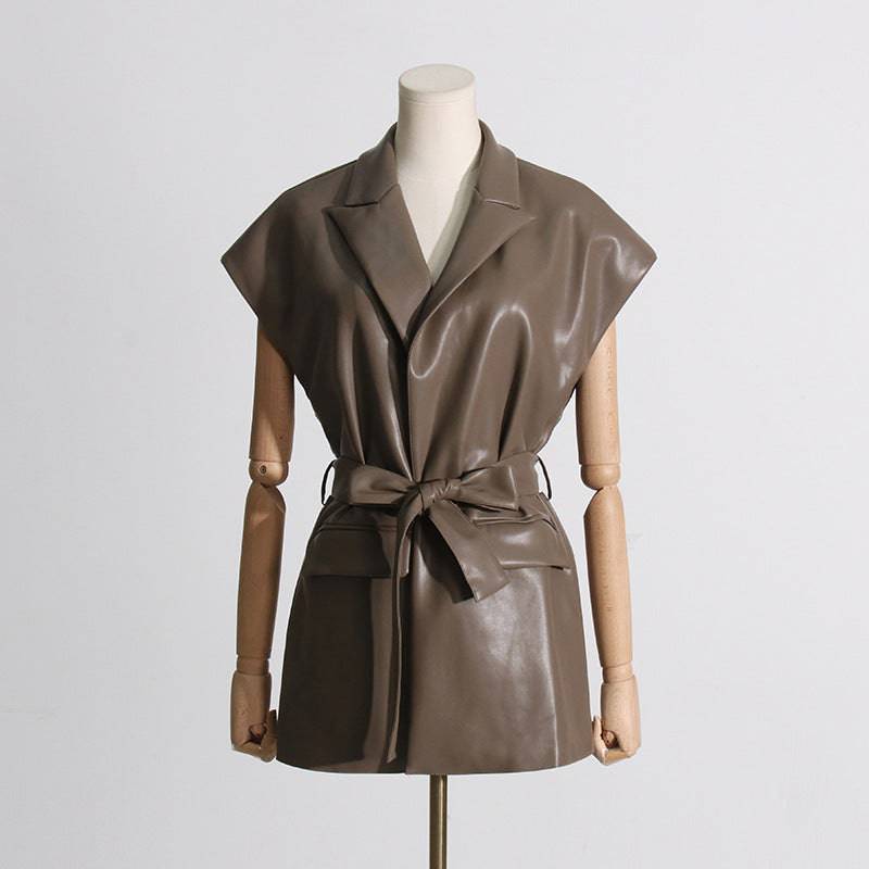 Retro-Inspired Faux Leather Waist-Control Vest