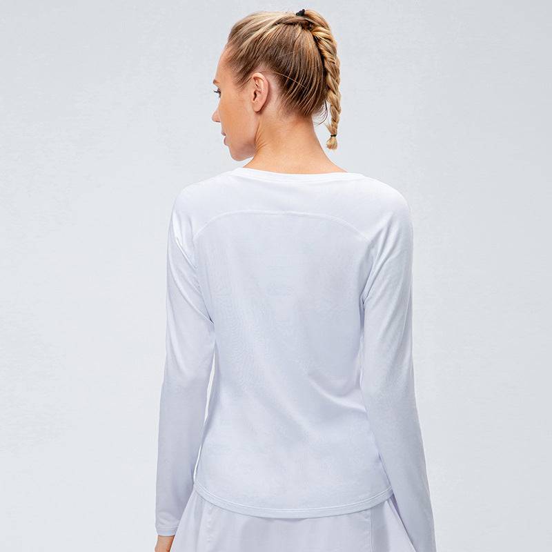 Warm Nylon Fleece-Lined Long Sleeve Sports Top for Women
