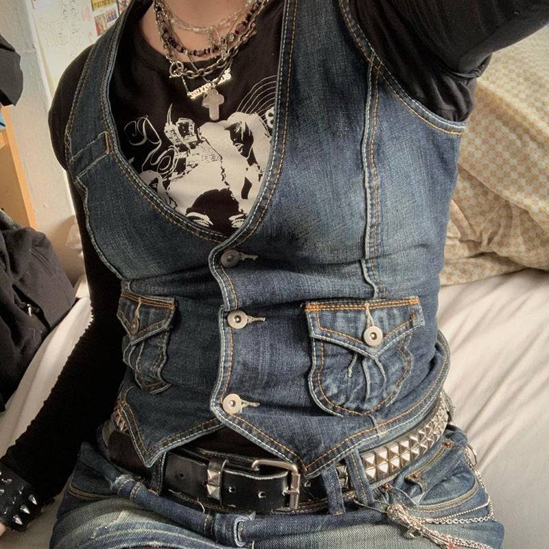 Women's Fitted Denim Vest