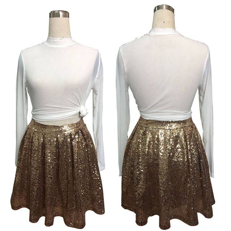 Allure Gold Sequin Pleated Dress for Women