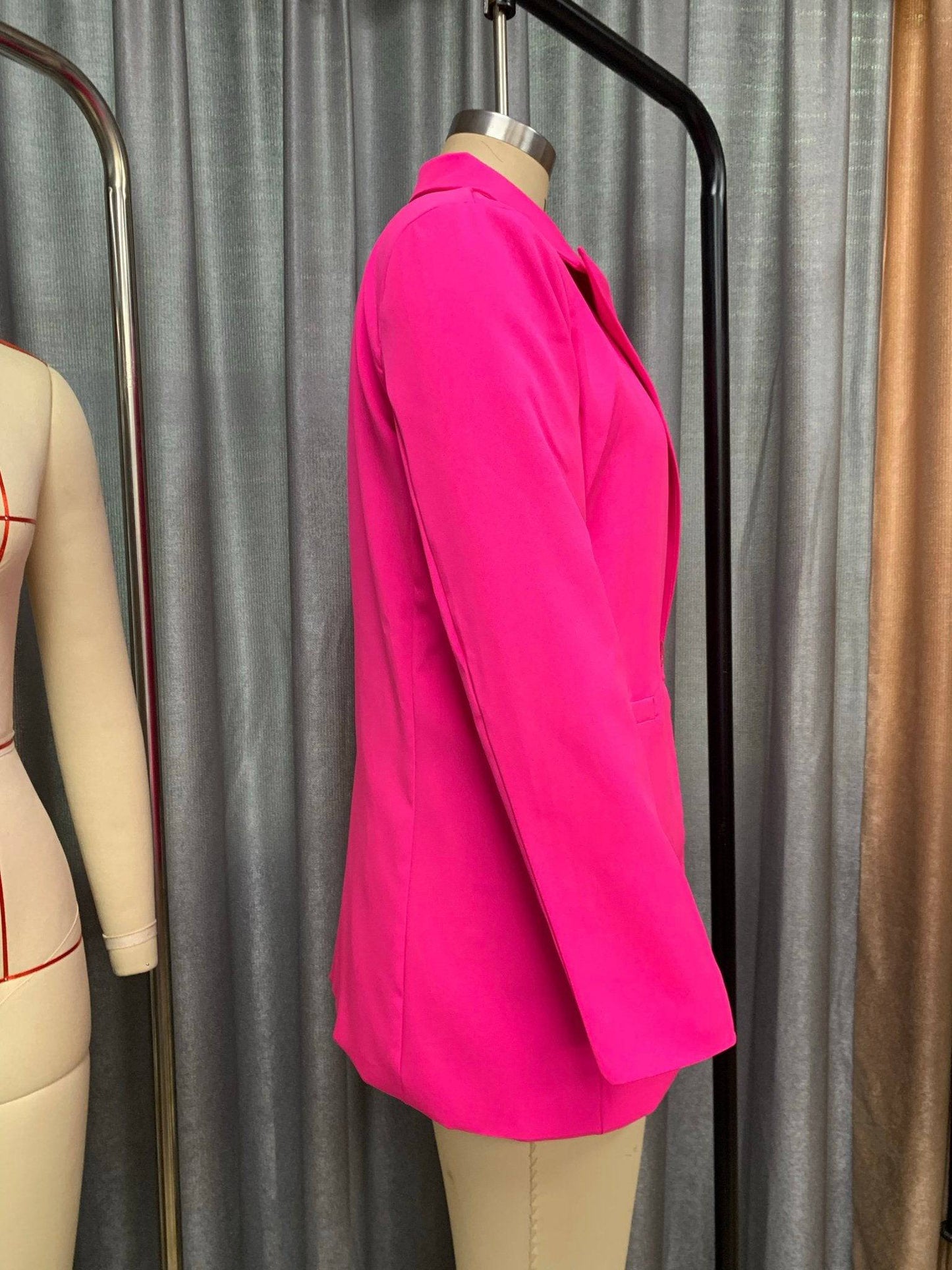 Autumn Winter Women's Solid Color Collared Long Sleeve Small Blazer