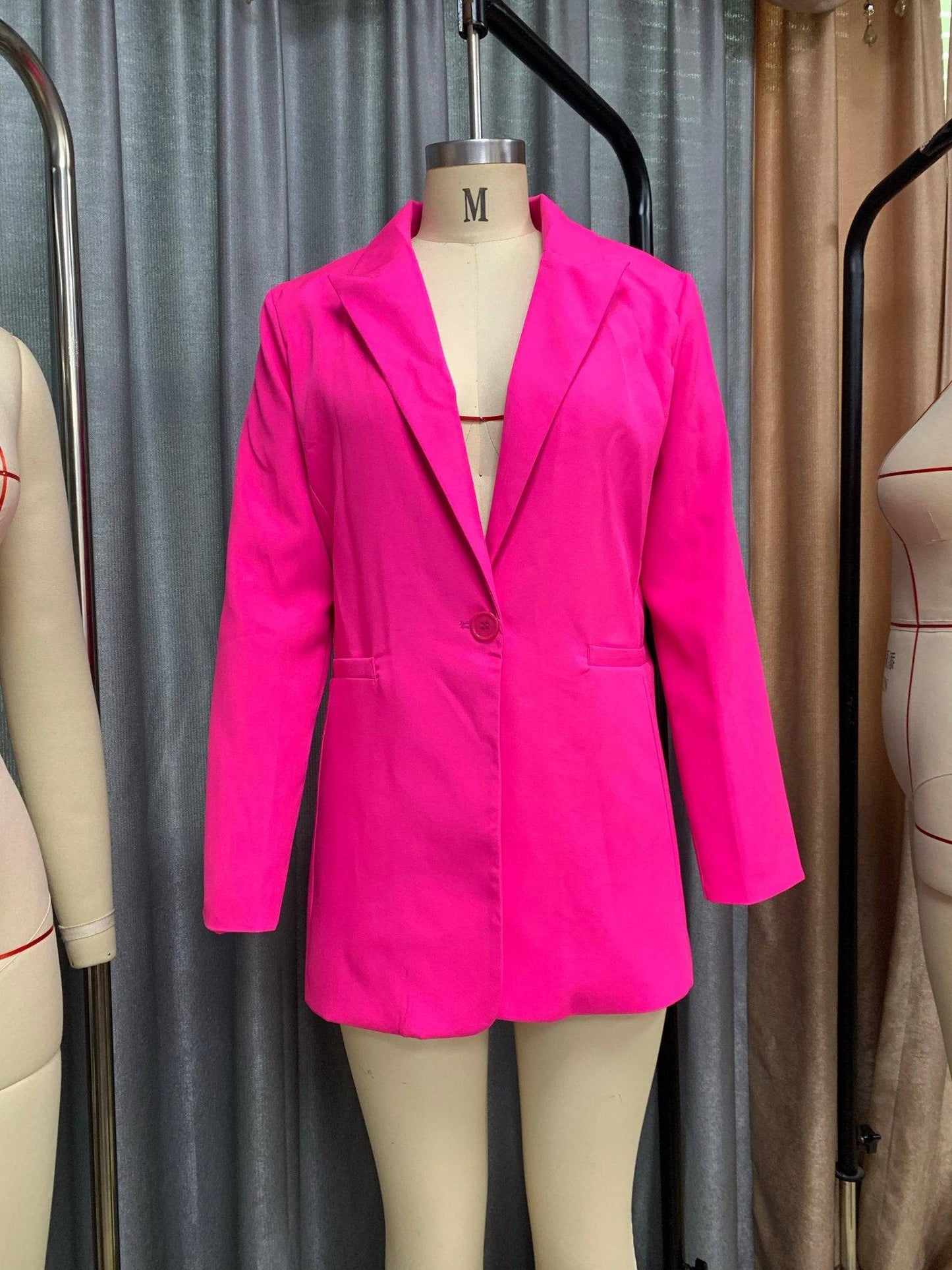 Autumn Winter Women's Solid Color Collared Long Sleeve Small Blazer