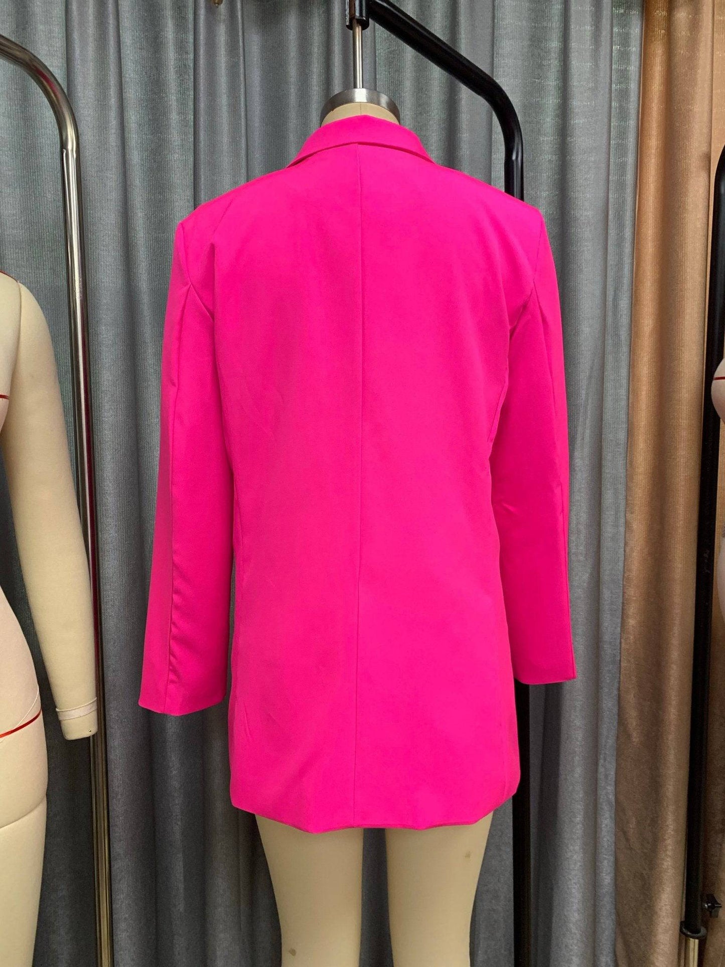 Autumn Winter Women's Solid Color Collared Long Sleeve Small Blazer