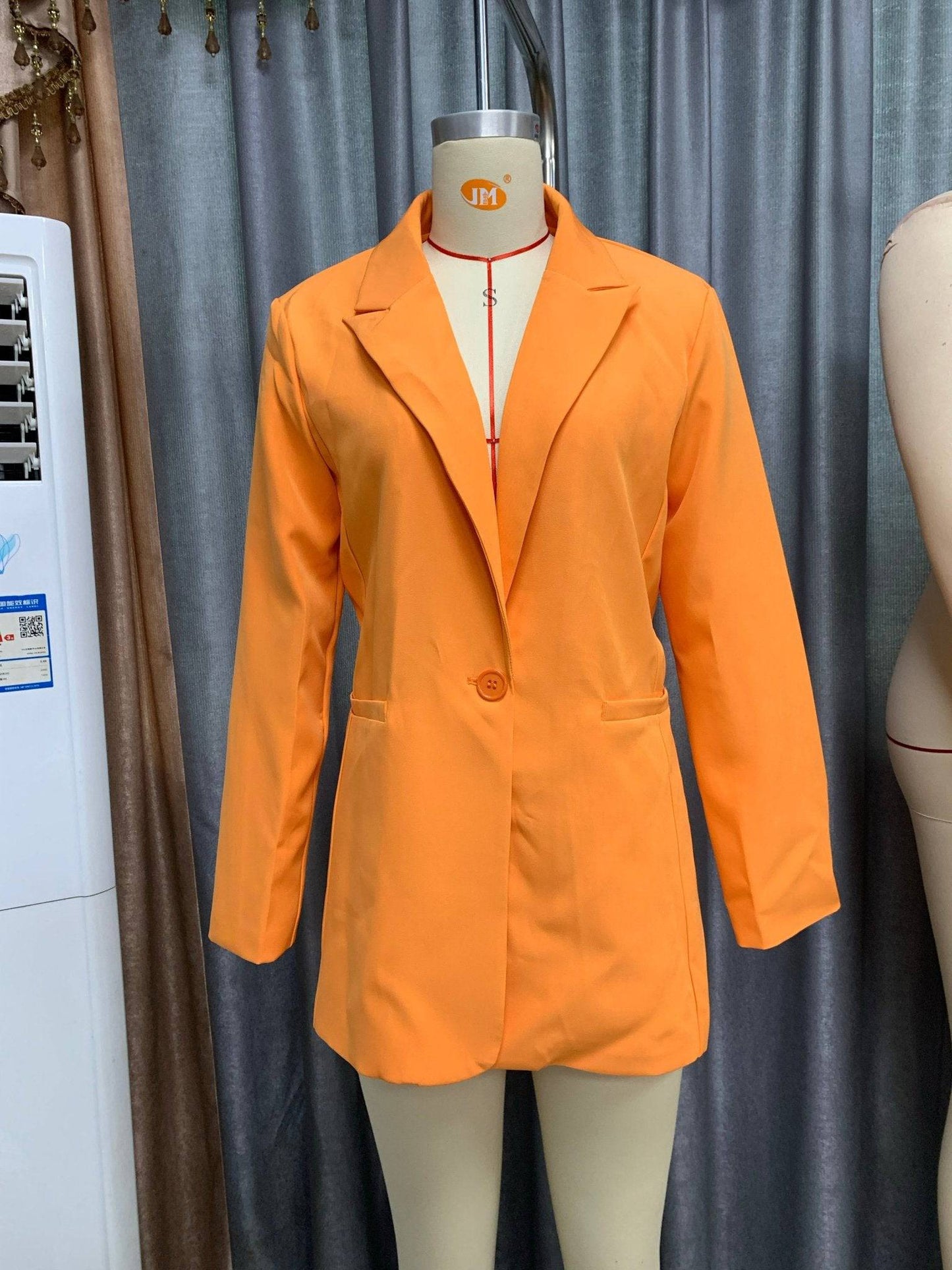 Autumn Winter Women's Solid Color Collared Long Sleeve Small Blazer