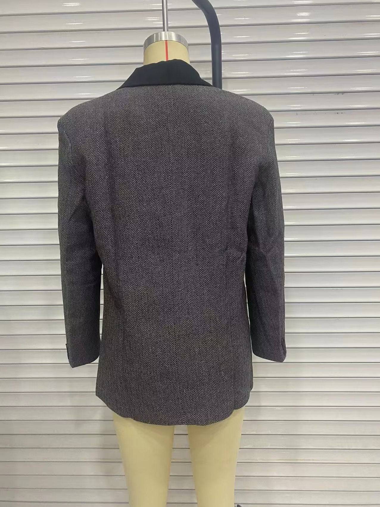 Autumn Women's Herringbone Loose Blazer in Solid Color