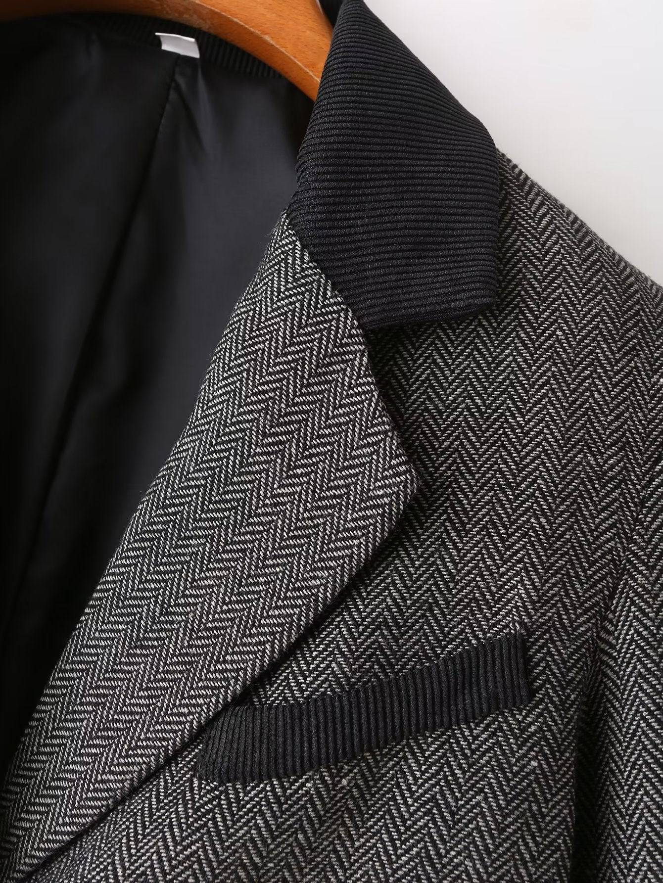 Autumn Women's Herringbone Loose Blazer in Solid Color