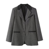 Autumn Women's Herringbone Loose Blazer in Solid Color