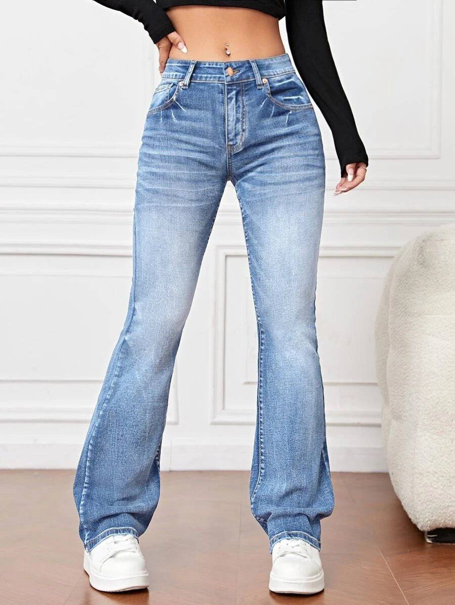 Bootcut Denim Trousers with Slim Fit for Women