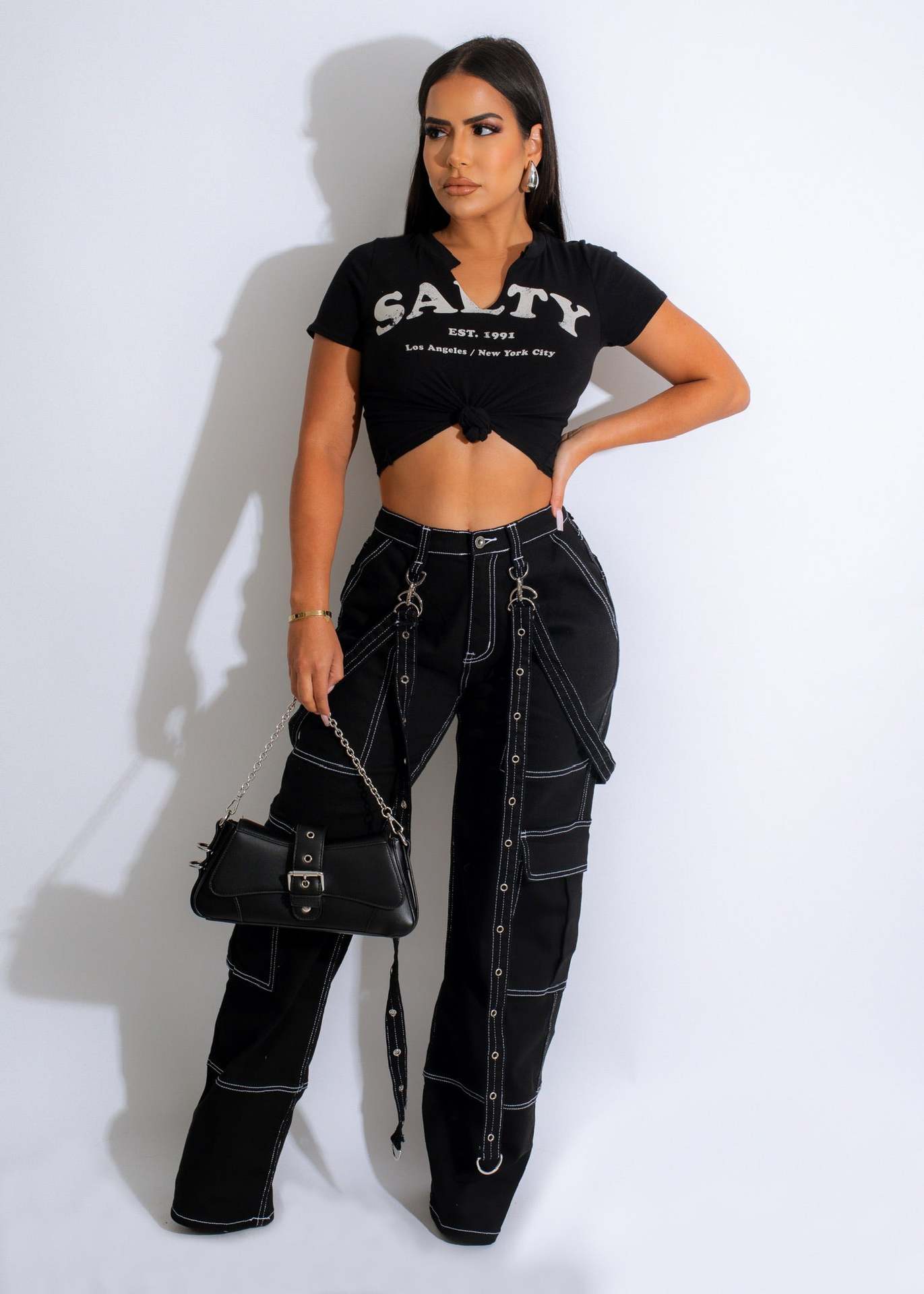 Casual Denim Trousers with Bellows Pocket Tooling Bag