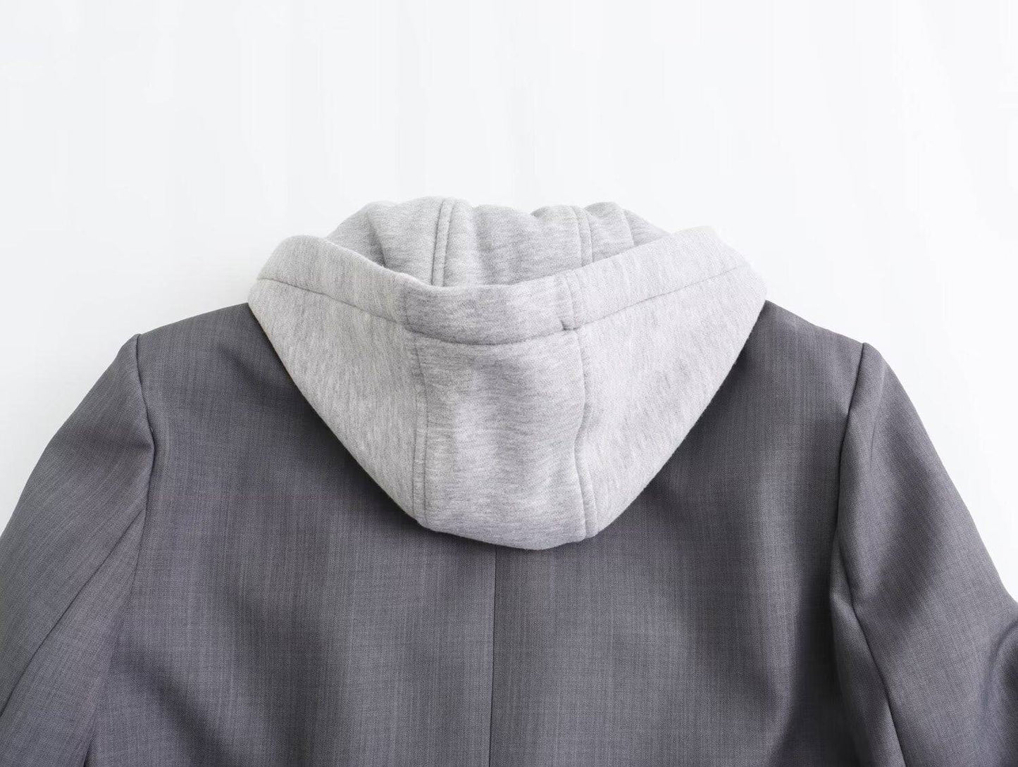 Casual Women's Hooded Blazer with Polo Collar