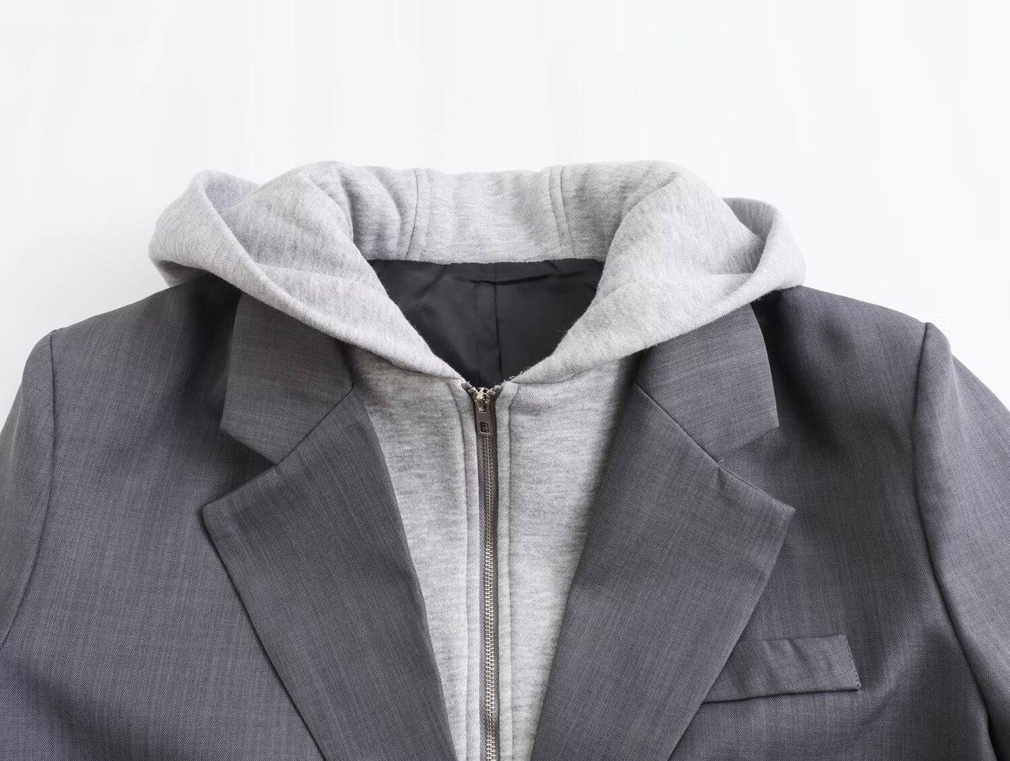 Casual Women's Hooded Blazer with Polo Collar