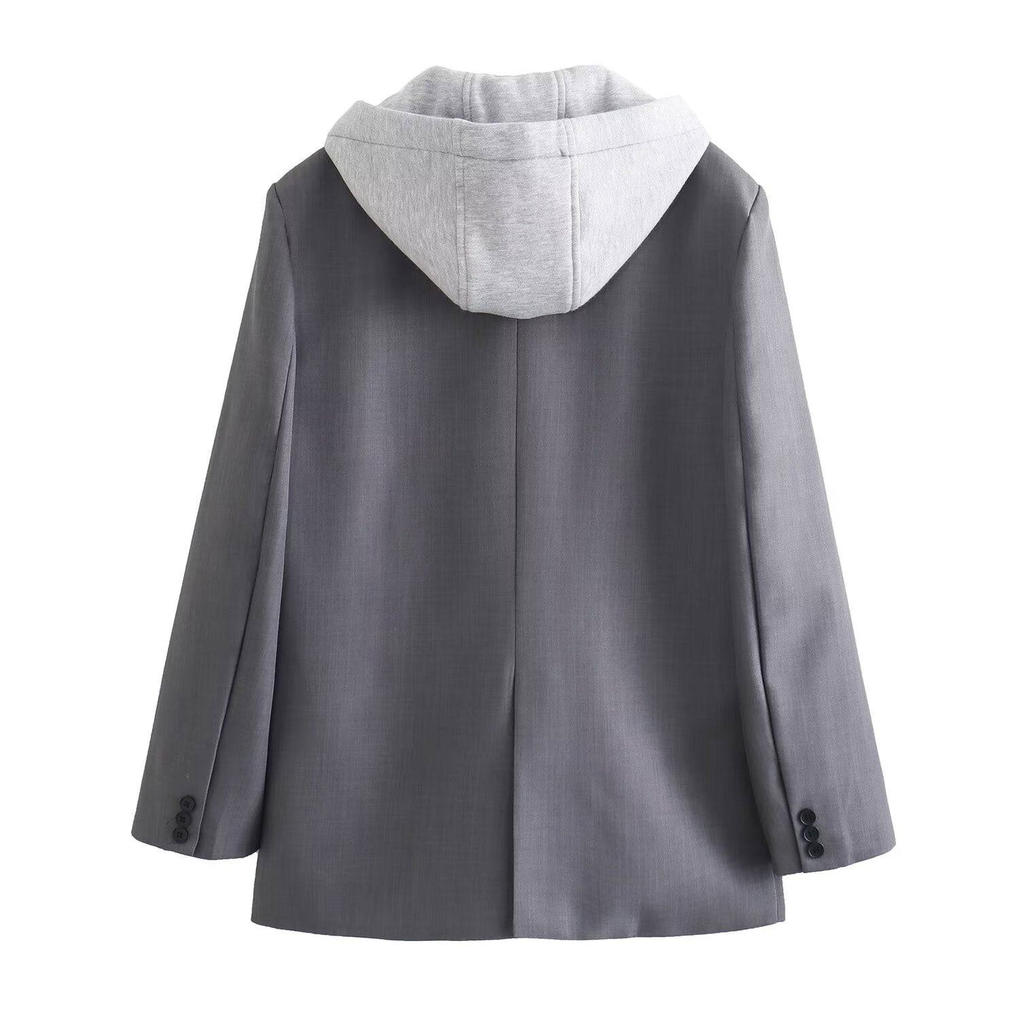 Casual Women's Hooded Blazer with Polo Collar