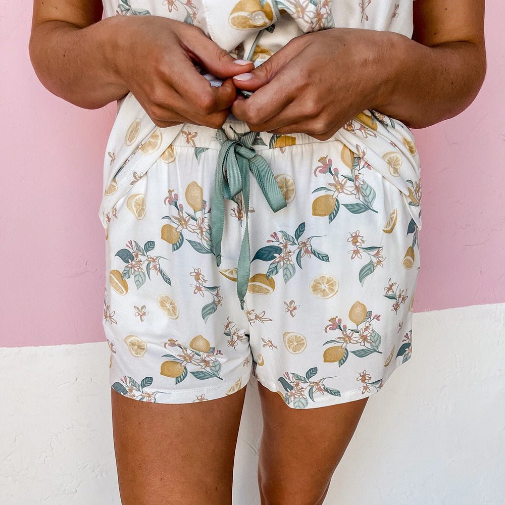 Casual Women's Printed Short Sleeve Pajama Set for At-Home Relaxation