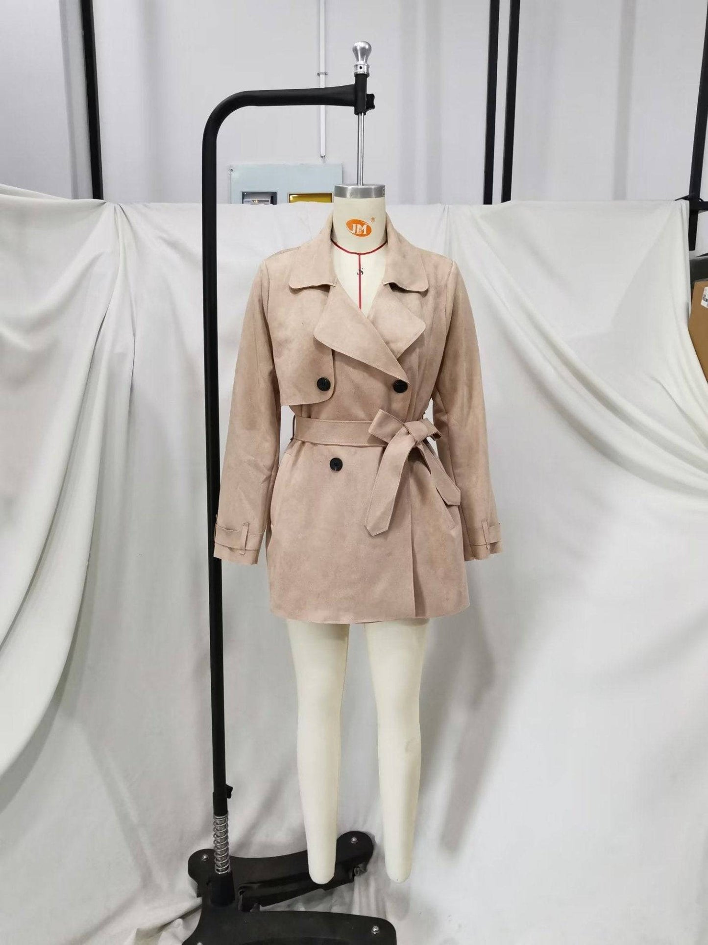 Chic and Cozy Autumn Suede Texture Trench Coat for Women