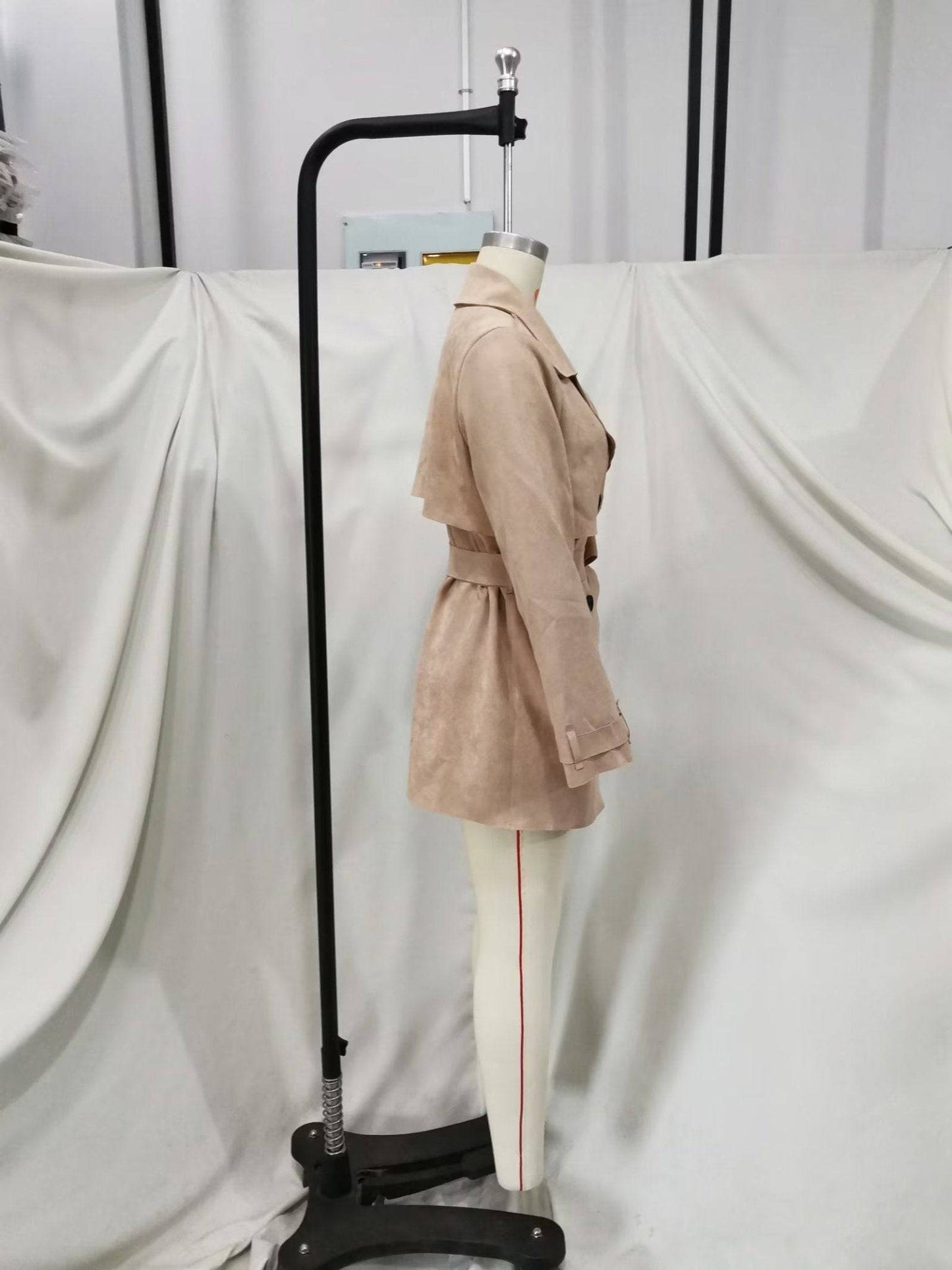 Chic and Cozy Autumn Suede Texture Trench Coat for Women