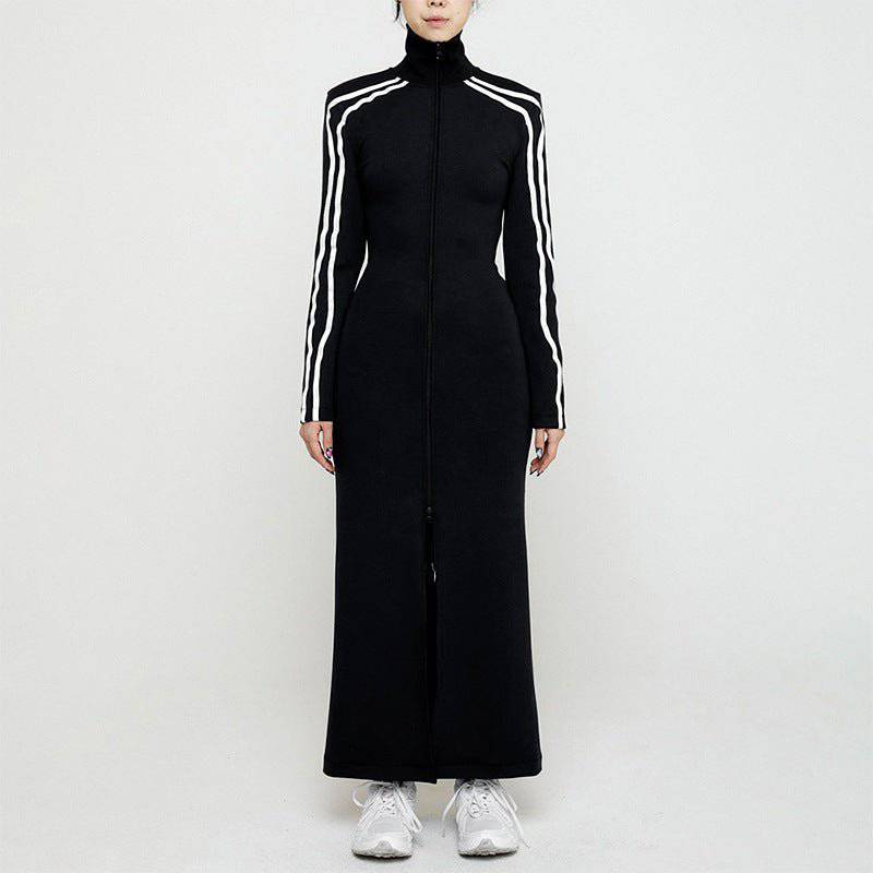 Chic and Trendy Personality Trend Tall Extended Coat for Autumn Fashion S Black