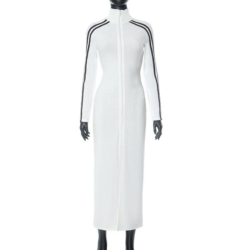 Chic and Trendy Personality Trend Tall Extended Coat for Autumn Fashion S White