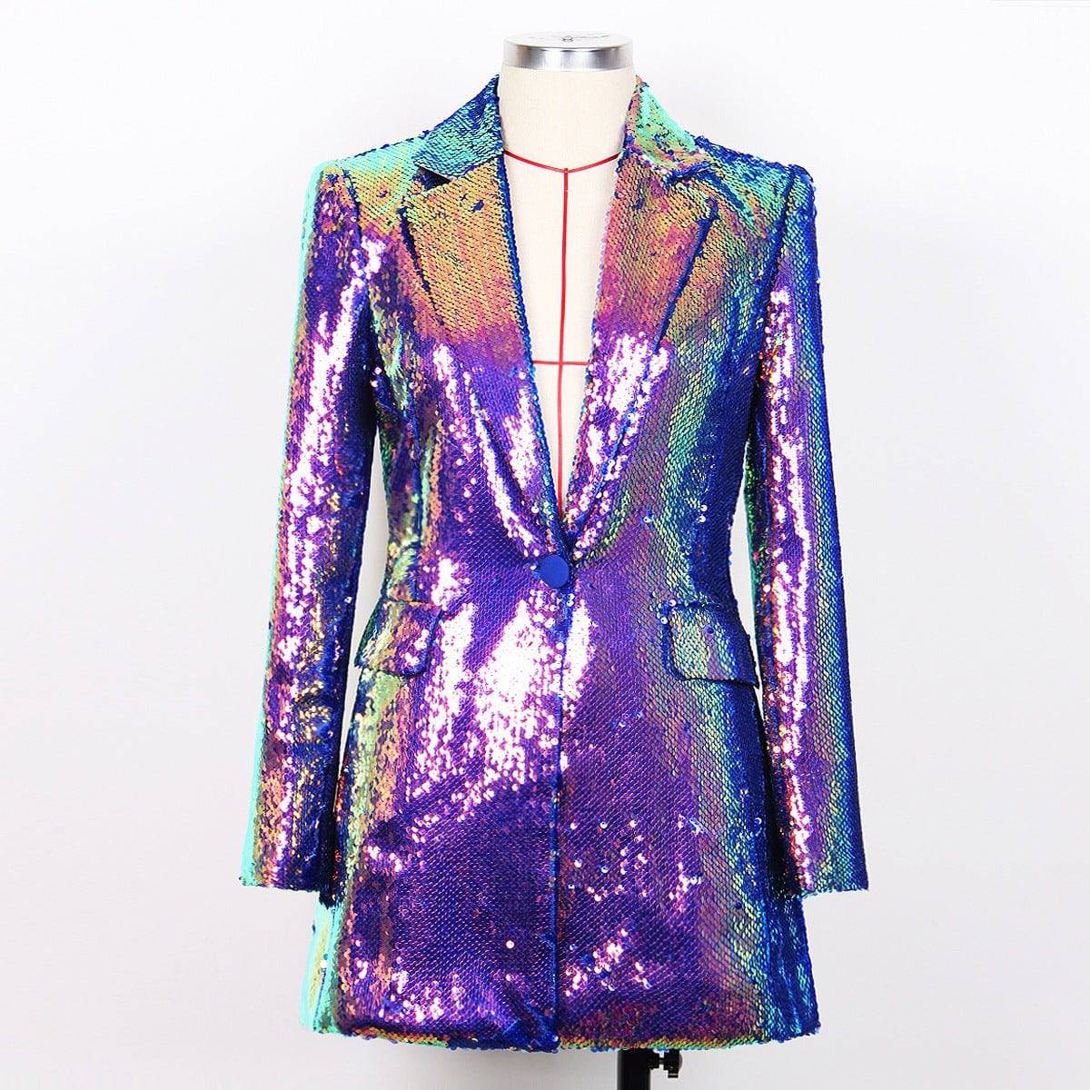Chic Embroidered Sequin Blazer for Spring and Autumn