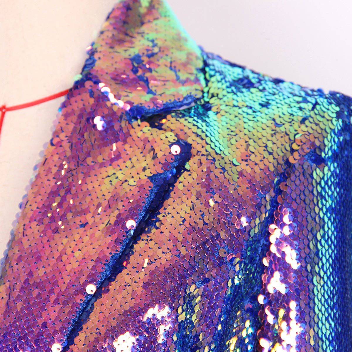 Chic Embroidered Sequin Blazer for Spring and Autumn