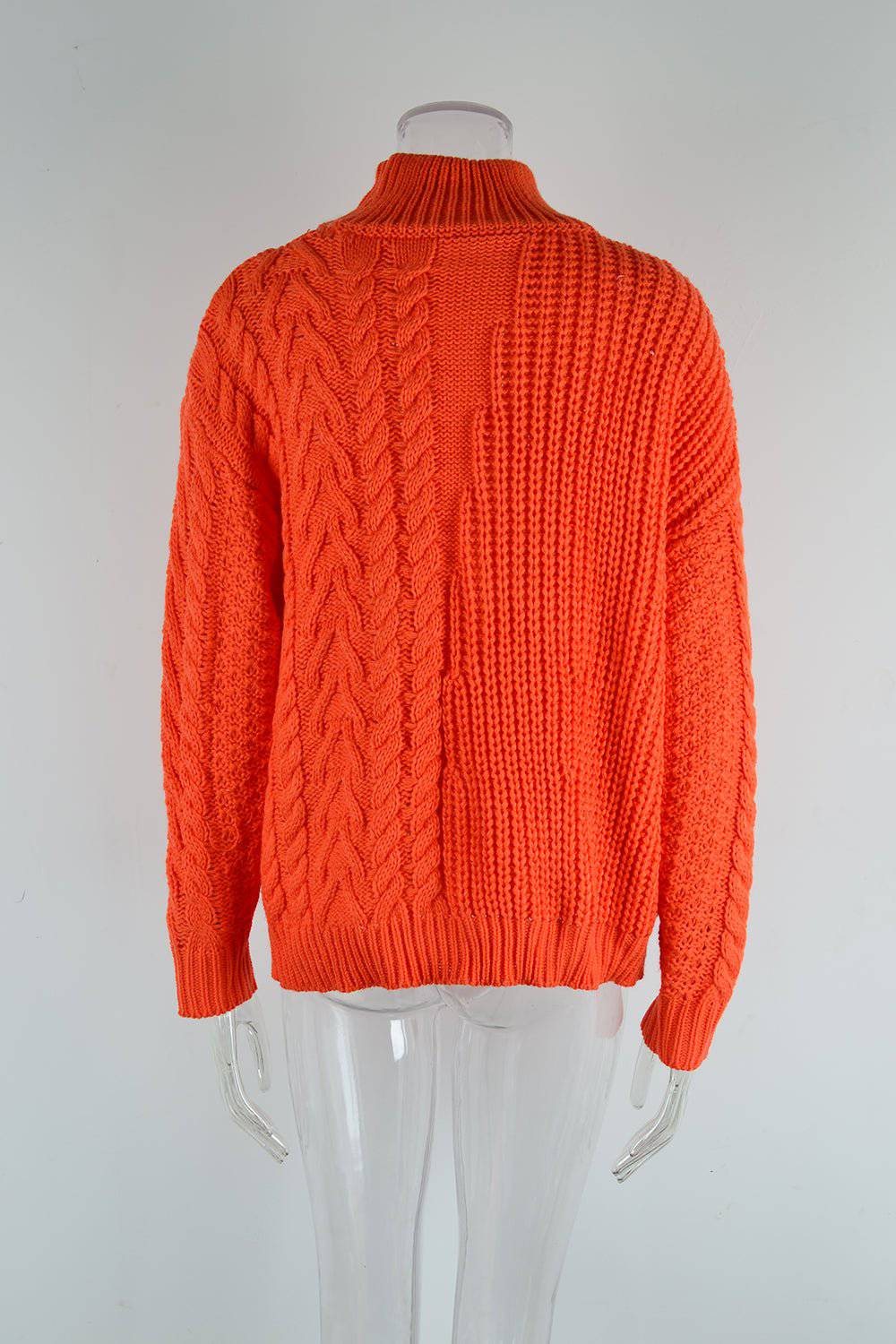 Comfortable and Stylish Mock Neck Cable Knit Sweater for Women