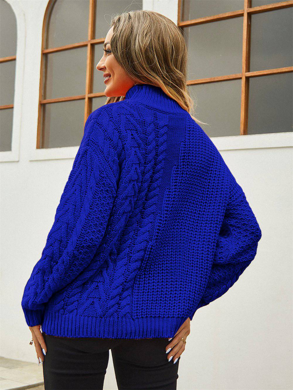Comfortable and Stylish Mock Neck Cable Knit Sweater for Women