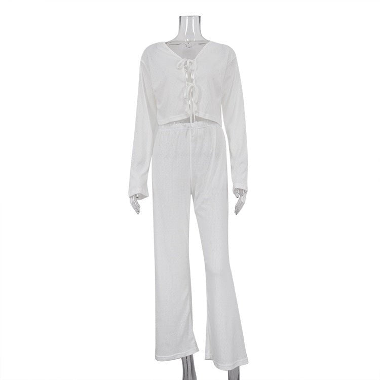 Cozy Cotton Long-Sleeve Pajama Set for Women S White