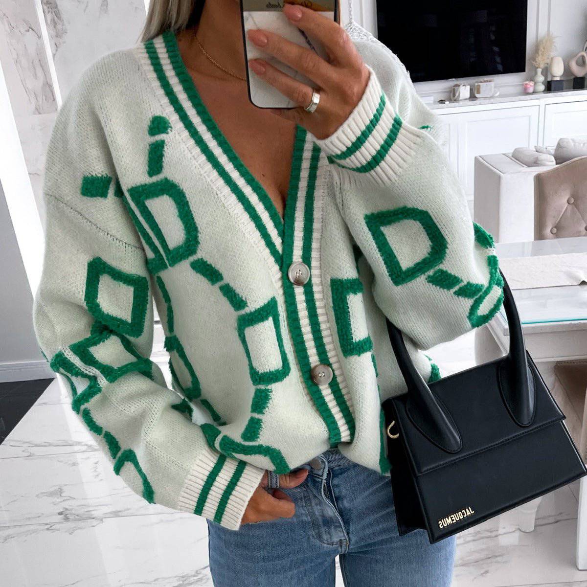 Cozy Embroidered Knitted Cardigan for Women