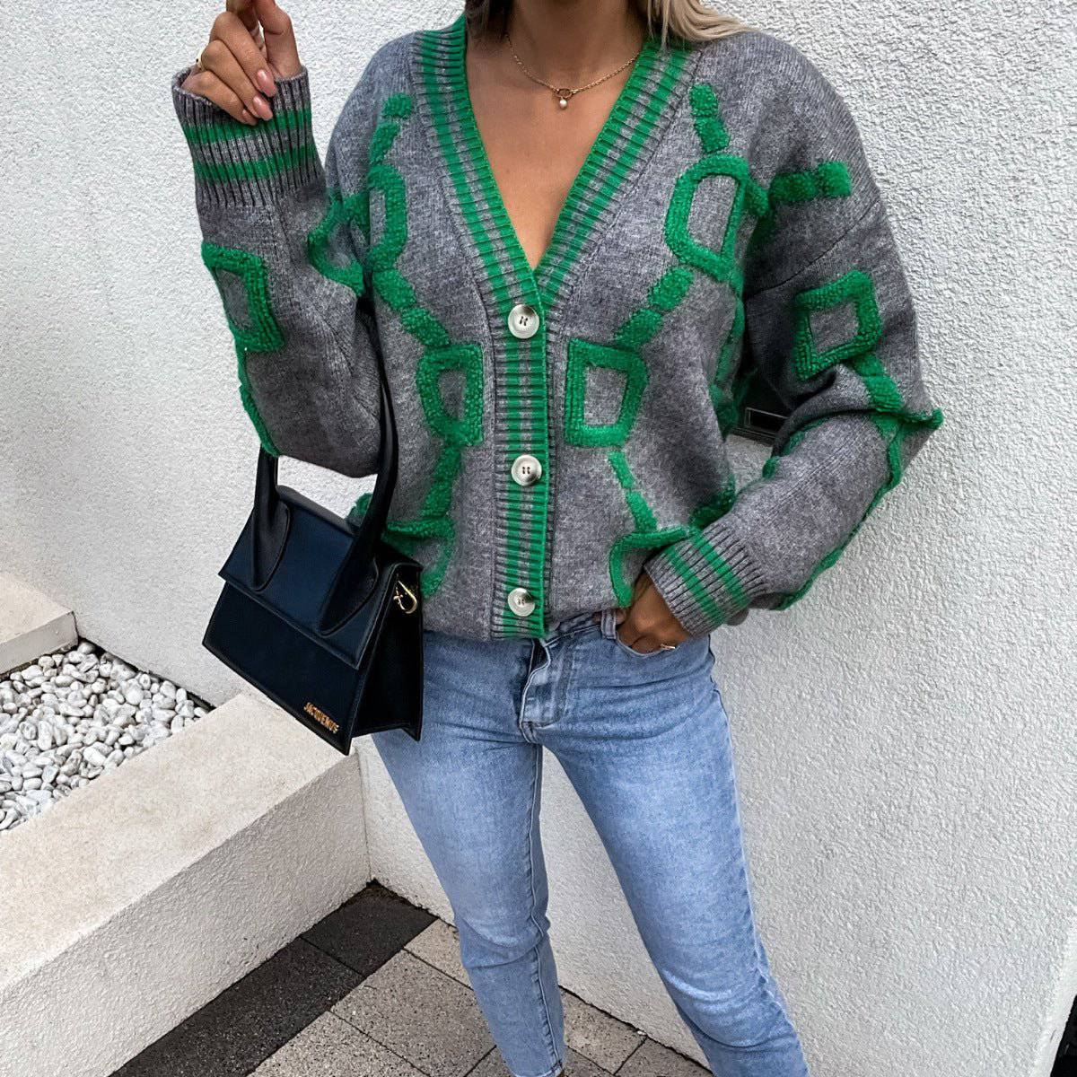 Cozy Embroidered Knitted Cardigan for Women