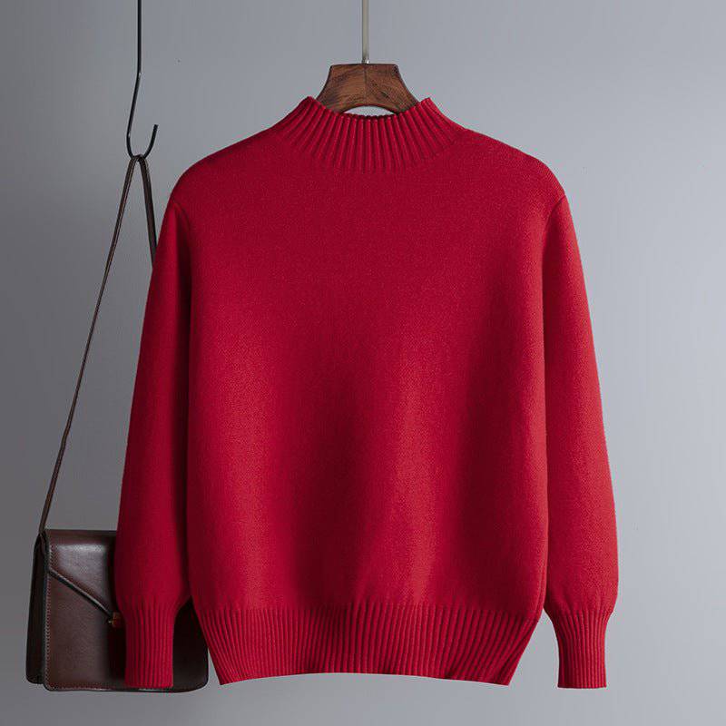 Cozy Fleece Lined Winter Sweater for Women One Size Red