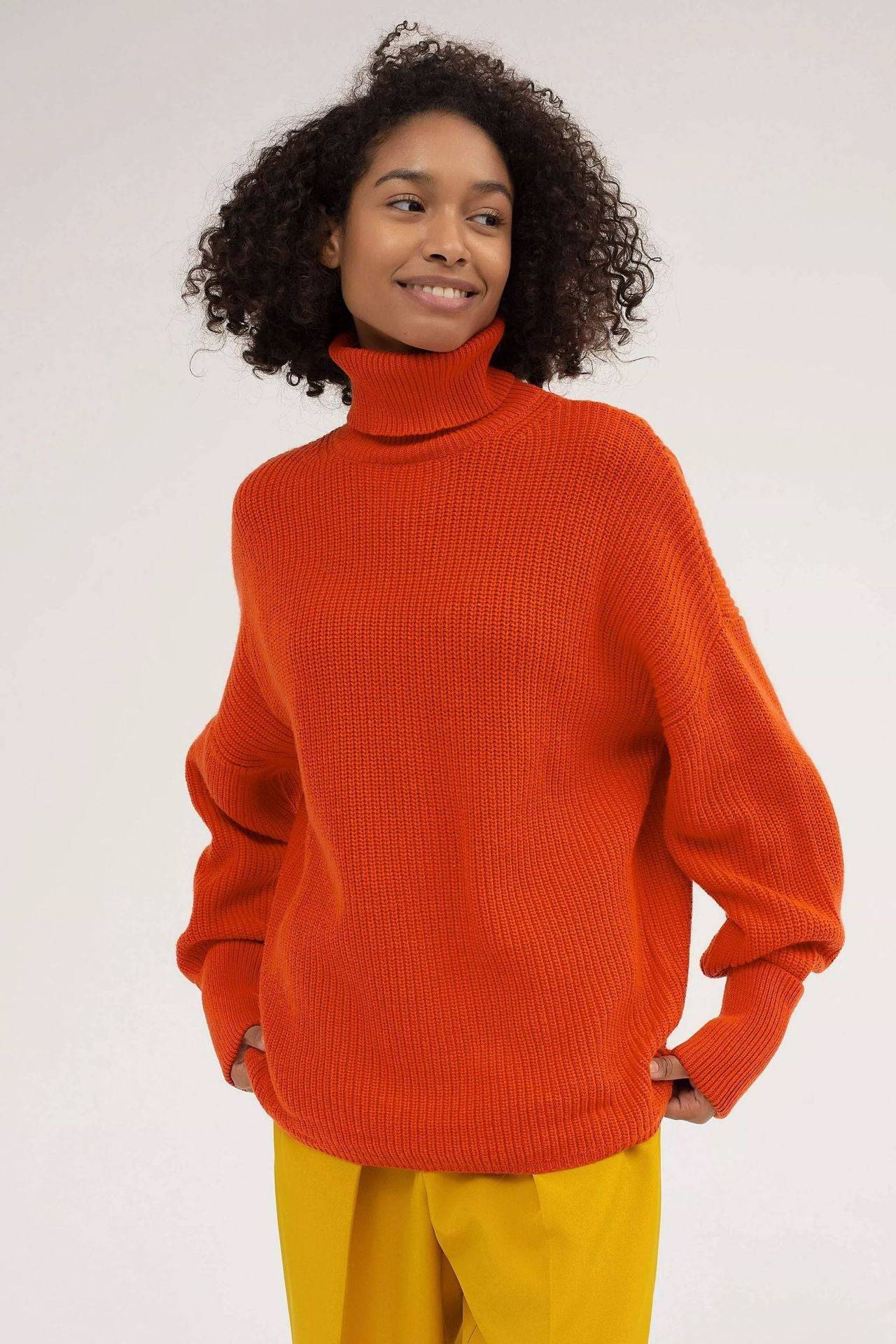 Cozy High Collar Knit Sweater for Fall and Winter