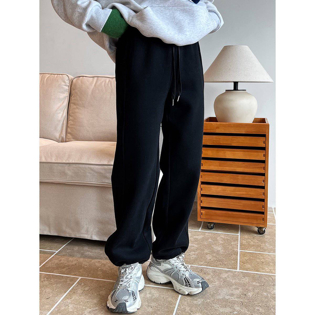 Cozy Pink Velvet Drawstring Sweatpants for Women