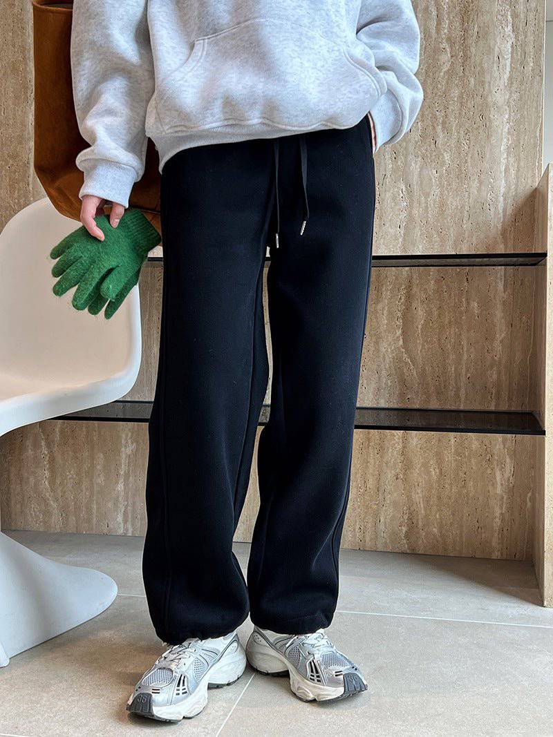 Cozy Pink Velvet Drawstring Sweatpants for Women S Black