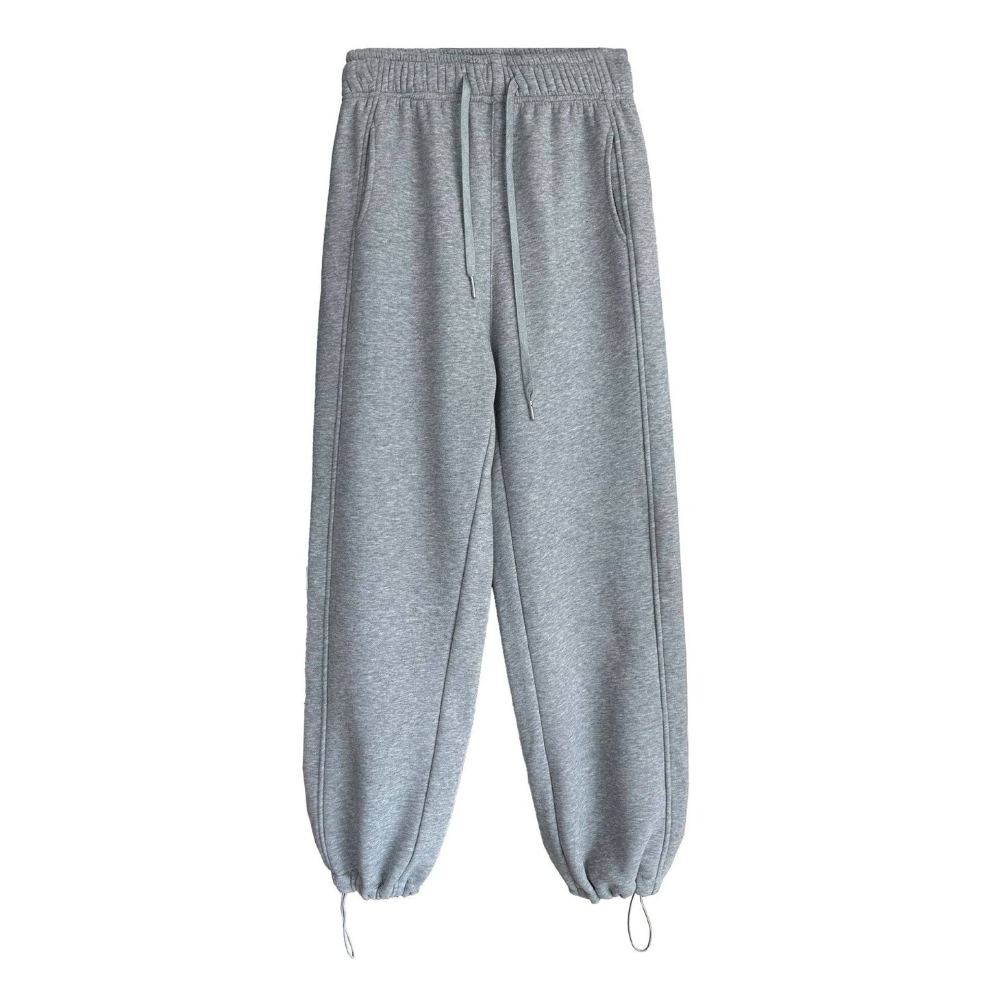 Cozy Pink Velvet Drawstring Sweatpants for Women
