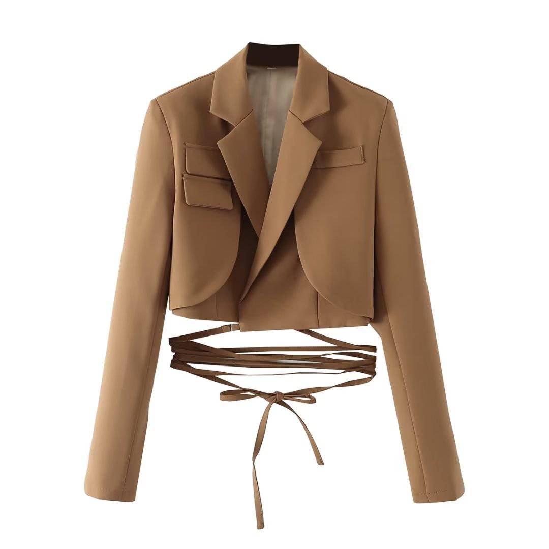 Elegant Lace-Up Autumn Blazer for the Office