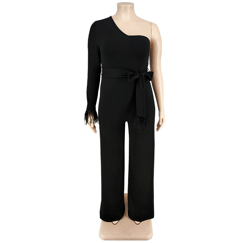 Plus Size Women Clothes Asymmetric Jumpsuit Source - Wild Amber Fashion