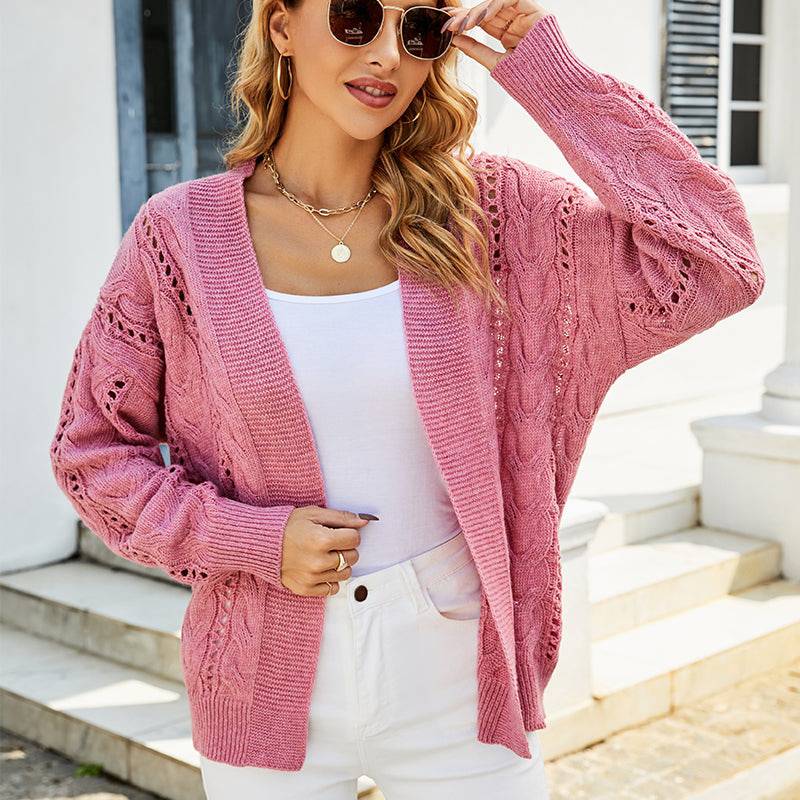 Elegant V-Neck Knitwear Cardigan for Women - Autumn Winter Collection  S Pink 